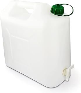 15 LTS WATER CONTAINER FOR CAMPING ETC WITH TOP FILL AND BOTTOM DISPENSING TAP, Weiss