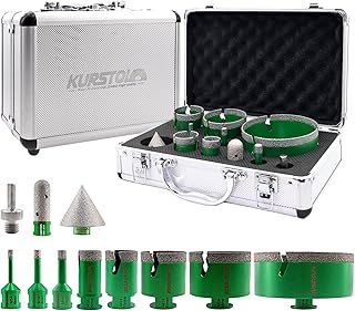 Tile Hole Saw Kit - Diamond Core Drill Bits 6/8/10/25/35/50/68/110MM+20MM Finger Milling Bit+50MM Beveling Chamfer Bit +Triangle Adapter to M14 thread for Porcelain Ceramic Tile Marble