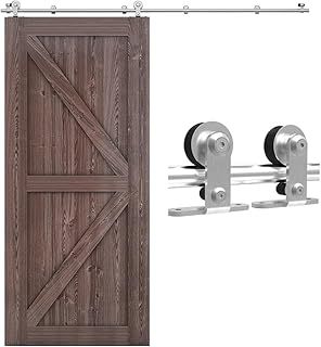 5FT/152cm Stainless Steel Sliding Barn Wood Door Hardware Closet Track Roller Hanger Wheel Rail Set for Single Door