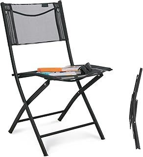 Garden camping folding chair black textilene