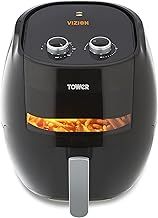 Tower T17071 Vortx Vizion Manual Air Fryer with Rapid Air Circulation, 7L, 1800W, Black