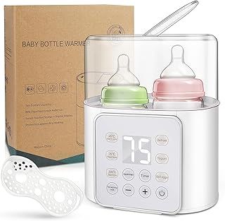 9-in-1 Baby Bottle Warmer, Multifunctional Milk Bottle Warmer Fast Baby Food Heating & Defrost, Milk Warmer Baby Double Bottle Sterilizer with LCD Display,Timer and 12 Hour Appointment (White)