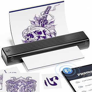 Itari A886 Tattoo Stencil Printer for Artists & Beginners, Newly Upgrade Tattoo Printer Compatible with Phone, Tablet & PC, Wireless Thermal Machine with 10 Pcs Tattoo Disposables, Black
