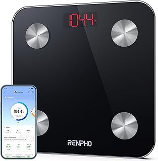 RENPHO Weighing Scales for Body Weight, Smart Bathroom Scales with App, Bluetooth Body Fat Scales for Body Fat, BMI, Muscle Mass Track, Weight Loss, Batteries Included, Elis 1 260CM