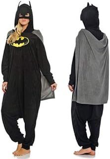 Unisex Super Hero Spider Man Batman Onesie Fancy Dress Costume Bodysuit Pyjama Sleep wear Carnival Costume Batman, L(height 170cm-180cm)