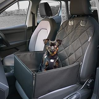 Dog Car Seat with Belt and Strong Padded Sides - Waterproof Pet Booster Cover - For Small to Medium Dogs and Puppies