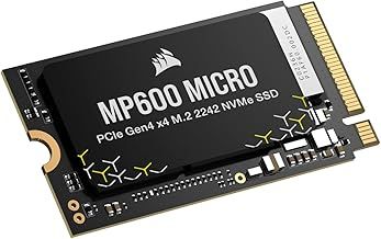 Corsair MP600 MICRO 1TB M.2 NVMe PCIe x4 Gen4 2 SSD – M.2 2242 – Up to 5,100MB/sec Sequential Read – High-Density 3D TLC NAND – Compatible with Lenovo Legion Go and Thin PCIe 4.0 Laptops – Black