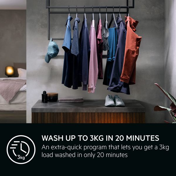 AEG 9000 Series Washing Machine LFR94846WS, AbsoluteCare, PowerCare, Softwater help clothes last longer and providing superior colour protection, WiFi Connected, 8kg Load, 1400rpm Spin, Energy Class A