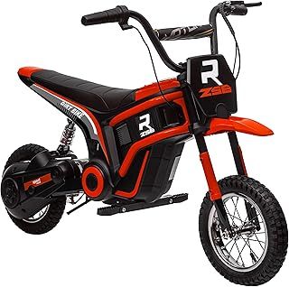 HOMCOM 24V Kids Electric Motorbike with Twist Grip Throttle, Music, Horn, 12" Pneumatic Tyres, Max Speed 16km/h, for Ages 8-12 Years - Red