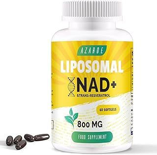 Liposomal NAD+ & Trans-Resveratrol 800mg Softgels, High Absorption, Actual NAD+ Supplement for Cellular Repair, 60 Softgels (60 Count (Pack of 1))
