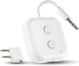 2 in 1 Bluetooth 5.3 Transmitter Receiver, Airplane Bluetooth Adapter Supports 2 AirPods or Headphones, 3.5mm Aux Jacks Wireless Audio Transmitter for Planes, TV, Travel, Airline, Gym, Tablet