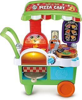 LeapFrog Build-a-Slice Pizza Cart, Pretend Food Toddler Toy, 30+ Play Pieces, Phrases, Music & Songs, Learn Numbers, Colours & Shapes, Role-Play Gift for 3, 4, 5 Years, English Version