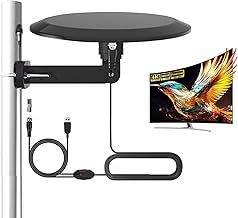 Long Range Digital TV Aerial Outdoor Indoor Smart TV Aerial for Attic RV with Booster, Freeview 4k/ HDTV/ 1080P TV local channels with 32ft Coax Cable
