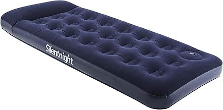 Silentnight Deluxe Single Airbed - Blow Up Inflatable Camping Air Mattress with Built-in Foot Pump for Camping, Caravans and Guest Rooms - Camping Air Bed for Adults and Kids - Single, Blue