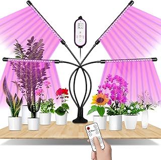 Grow Lights for Indoor Plants, 80 LEDs Full Spectrum Led Plant Grow Light,10 Dimming Level & 4 Heads Grow Lamp for Seedlings and Succulents，with Timer and Remote Control