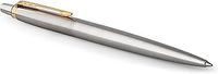 Parker Jotter Ballpoint Pen, Stainless Steel with Golden Trim, Medium Point, Handwriting Pens & Stationery Supplies, Blue Ink, Gift Box