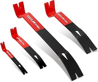 4PCs Flat Pry Bar Set, 380mm, 250mm, 190mm, 140mm Crowbar with Heavy Duty Nail Puller, Utility Claw Bar, Wonder Bar,Mini Pry Bar for Home Remolding & Woodworking
