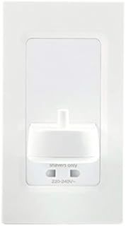 Proofvision PV12P In Wall Electric Toothbrush Charger with Shaver Socket White Compatible with all Oral-B & Braun Toothbrushes