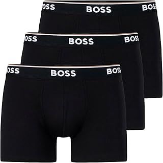 BOSS Mens Boxer Brief 3P BT Three-Pack of Logo-Waistband Boxer Briefs in Stretch Cotton