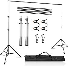 VOLKWELL 2x3m/6.6x10ft Adjustable Photo Backdrop Stand Back Drop Holder Background Support System Kit for Party Birthday Photoshoot, Backdrop Frame with Carrying Bag and Clamps