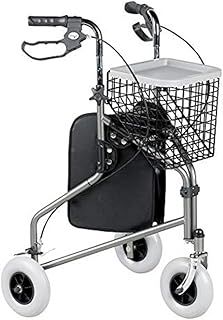 Homecraft Folding Three Wheeled Rollator, Tri Mobility Walker with Lockable Cable Brakes, Carry Bag, Basket and Tray, Walking Mobility Aid, Lightweight Foldable Steel Frame, Quartz