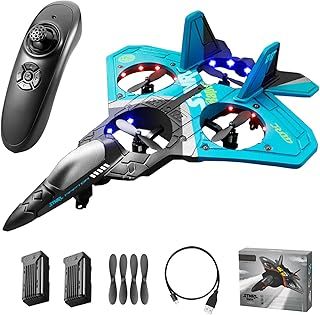 Goolsky RC Airplane Planes, Easy to Fly Remote Control Plane for Adult Kids 2.4GHz 6CH EPP RC Plane 4 Motor RC Aircraft Toys with Gravity Sensing/Stunt Roll/Cool Light/2 Batteries