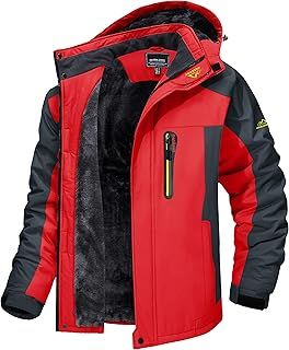 MAGCOMSEN Men's Waterproof Skiing Jacket Windproof Outdoor Mountain Parka Fleece Jackets With Hood