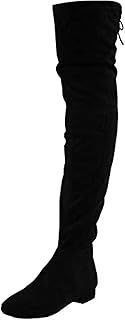 LoudLook Ladies Thigh High Boots Faux Suede Zip/Tie Up Cuban Heel Comfy Casual Lace-Up Over The Knee Shoes Sizes 3-8…
