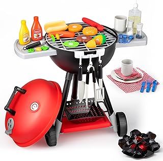 JOYIN 34 PCS Kids BBQ Playset Toy Kitchen Accessories, Outdoor Interactive Kids BBQ Toy, Kids Kitchen Toys for Girls,Kids Bbq Toy with Light, Childrens BBQ Set Birthday Gift for boys age 4 5 6