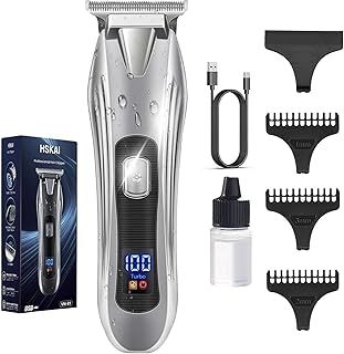 Beard Trimmer Hair Clippers for Men - Cordless Rechargeable T-Blade Shavers With LED, Detailer Battery Clippers for Haircuts, Gifts