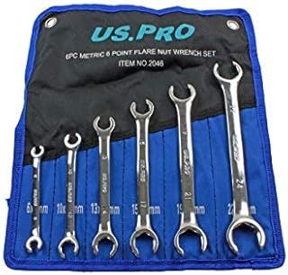 US PRO 6 Piece Metric 6 Point Flare Nut Spanner Wrench Set 8 - 24mm 2046