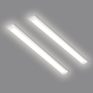 2 Pack 4FT LED Batten Light, 40W 3600LM Slim Profile Wide Tube Lighting for Ceiling of Indoor Home Garage Shop Office, PC Body,Neutral White 4000K