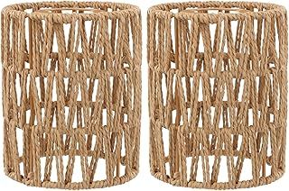 Handwoven Rattan Lampshade - Boho Lampshade,Replacement Lampshade for Pendant Lights,Wall Sconces,Lampshades Ø 12cm for Floor Lamps - Natural Rattan Light Cover for Living Room,Bedroom (1)