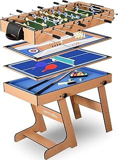 SereneLife Multi Game Table, 48" Arcade Sports Game with Accessories, Table Tennis, Hockey, Billiards, Football, Table Football, All in One, Indoor and Outdoor Family Kids Adults