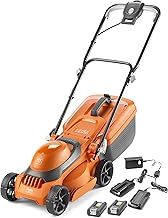 Flymo SimpliStore 300 Li Cordless Lawn Mower - 40V, 30cm Cutting Width, Close Edge Cutting, 30L, Lightweight, Orange and Grey