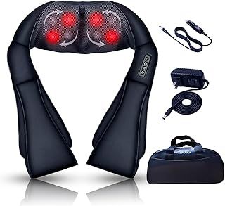 Neck Massager, Deep Tissue 3D Kneading for Neck, Shoulder, Back, Foot and Head, Electric Portable Massager with Heat for Body Muscle Relaxation.
