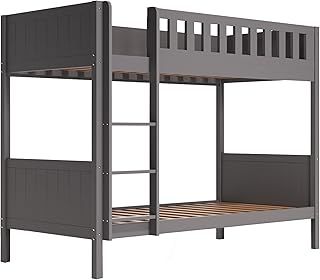 Flair Furnishings Single Bunk Bed, Wooden Bunk Beds for Kids, Heavy Duty and Sturdy, Cosy, Stylish, Space Saving Design (Grey)