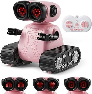 SGILE Emotional Remote Control Rc Robot Toys, Interactive Robot With Many Types of Facial Expressions Led Eyes and Music Walking Singing Gifts for Kids Boys Girls Birthday age 3 4 5 6 7 Year Old, Pink