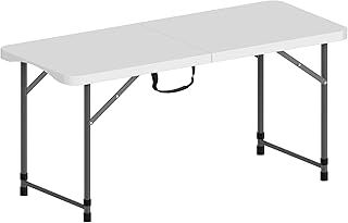 Folding Table 4FT | Heavy Duty Foldable Table | Portable and Durable Aluminium Frame | Perfect for Camping Catering Picnic Garden Patio BBQ Party | Trestle | White Fold Up Plastic Top