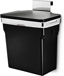 simplehuman CW1643 10L In-Cabinet Cupboard Kitchen Door Bin with Lid, Removable Bucket, Polished Heavy-Duty Steel Frame