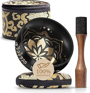 Tibetan Singing Bowl Set with Box – Authentic Hand-Tuned Sound Bowl for Meditation – Complete Meditation Bowl Kit with Cushion, Mallet & Box – Tibetan Bell for Yoga, Relaxation, & Sound Healing