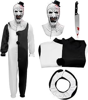 Applysu Kids Terrifier Costume Halloween Art the Clown Costume Scary Terrifier Black White Jumpsuit Outfits for Cosplay Party
