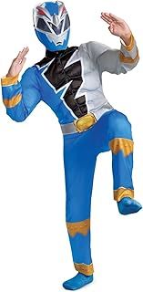 DISGUISE Official Blue Power Rangers Costume Kids, Muscle Power Rangers Fancy Dress Up Outfit for Children Costumes for Boys