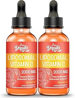 Liposomal Vitamin C 2000 mg Liquid Supplement(2 Bottles), Maximum Absorption, High Strength Vegan VIT C, Ascorbic Acid, Non-GMO, Gluten Free, Soy-Free