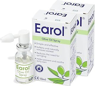 Earol Olive Oil Ear Wax Removal Spray, Clinically Proven, Reduces Need for Syringing, Metered Dose, 2 Pack of 10ml Oil Spray Bottle