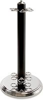 Freestanding BLACK and Chrome Metal Pool and Snooker Cue Rack for up to 6 cues