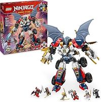 LEGO NINJAGO 4in1 Zane’s Ultra Combiner Mech Toy - Rebuilds into a Jet, Car Model, Dragon & Ninja Figure - Incl. 6 Minifigures for Role Play - Building Set for 9+ Year Old Boys & Girls - 71834