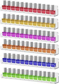 15 Inch Nail Polish Organiser,Nail Varnish Shelf,Clear Acrylic Nail Polish Stand Storage Holder 90 Bottles,Vinyl Wall Display Rack Nail Polish Shelves for Essential Oil,Paint (6 Tiers)