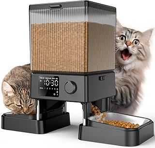 oneisall 5L Automatic Cat Feeder with Timer for 2 Cats, Knob Model Automatic Feeders for Cats Dogs, Dry Food Cat Food Dispenser Auto 10s Voice Recordings
