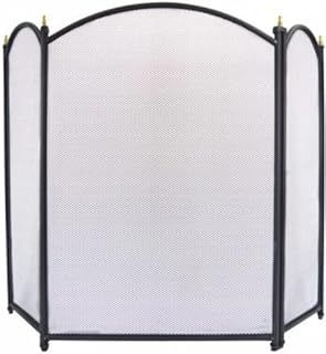 3 Panel Folding Fire Guard Fire Place Guard Fire Screen Spark Flame Guard Curved Folding Design, Black